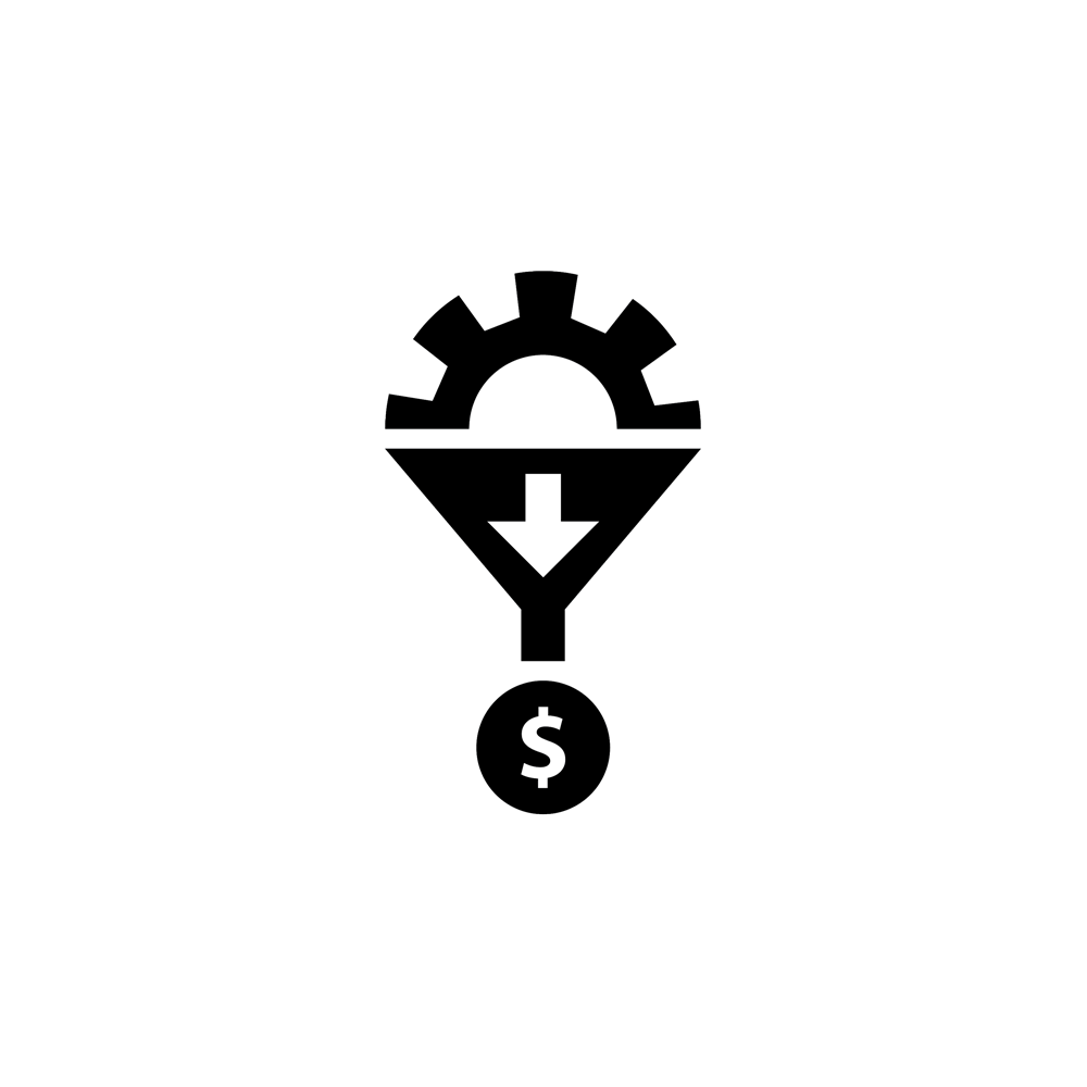 sun going in a funnel with a dollar symbol going out